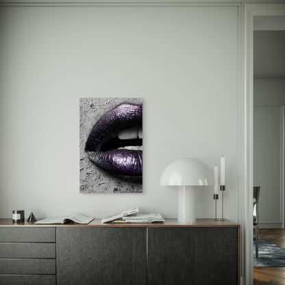 Glossy Purple Lips Closeup Metal Print Ready to Hang - Bella Home Decor