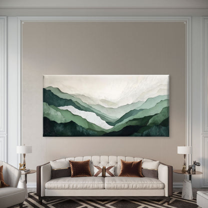 Abstract Green Mountain Wall Art Canvas Office Home Room Framed 120x60cm