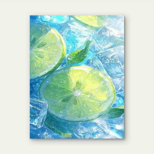 Summer Refreshing Lemon Cube of Ice 60x90cm Metal Print Ready to Hang