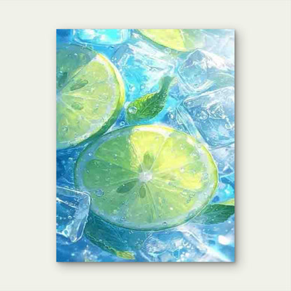 Summer Refreshing Lemon Cube of Ice Metal Print Ready to Hang - Bella Home Decor