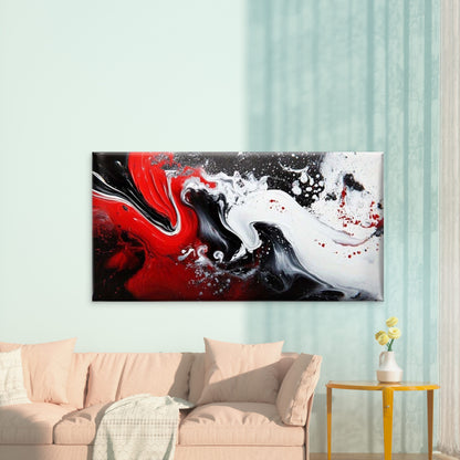 Abstract Red White Black Fluid Wall Art Canvas Office Home Room Framed 120x60cm - Bella Home Decor
