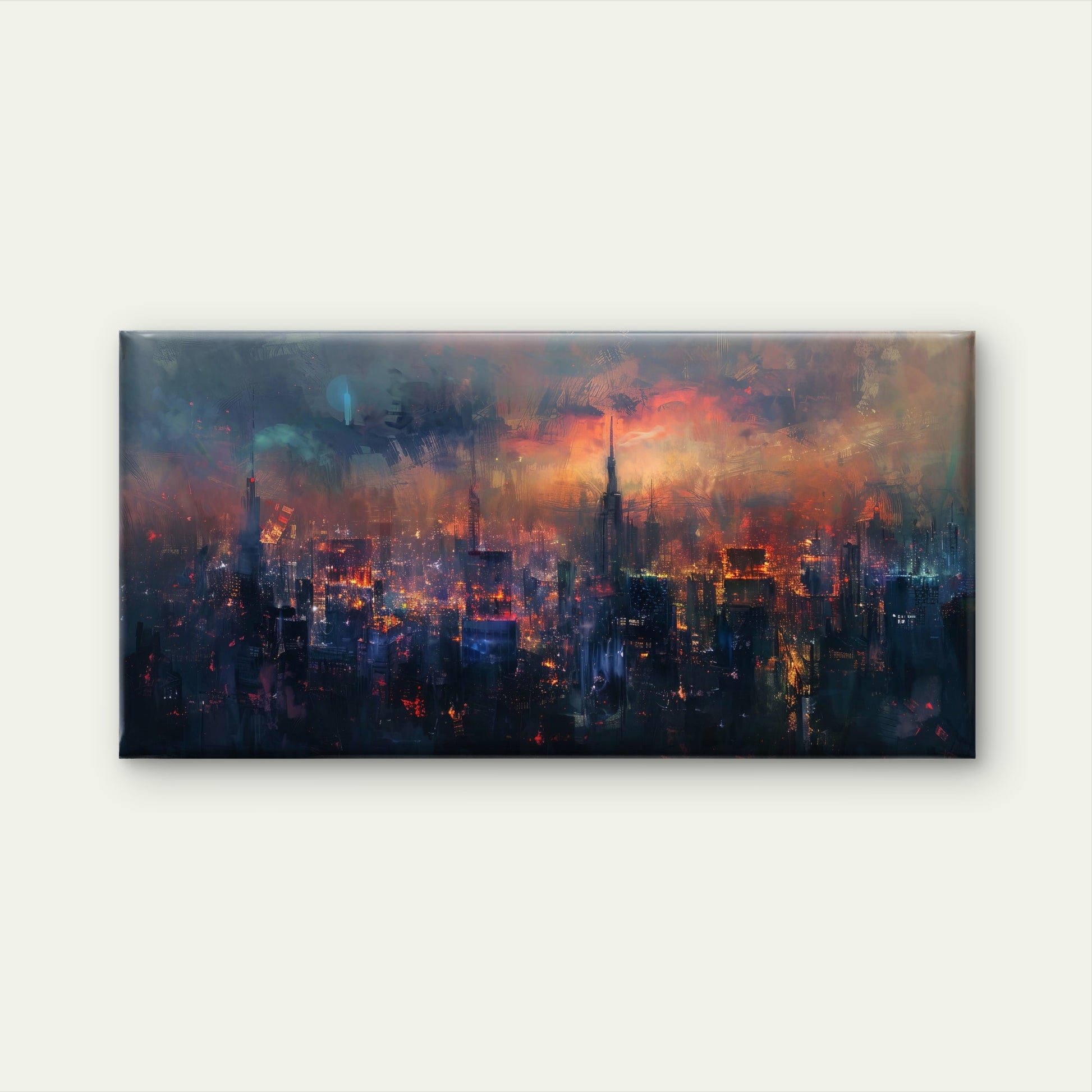 Blazing Sunset City Skyline Wall Art Canvas Office Home Room Framed 120x60cm - Bella Home Decor