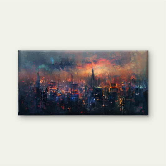 Blazing Sunset City Skyline Wall Art Canvas Office Home Room Framed 120x60cm