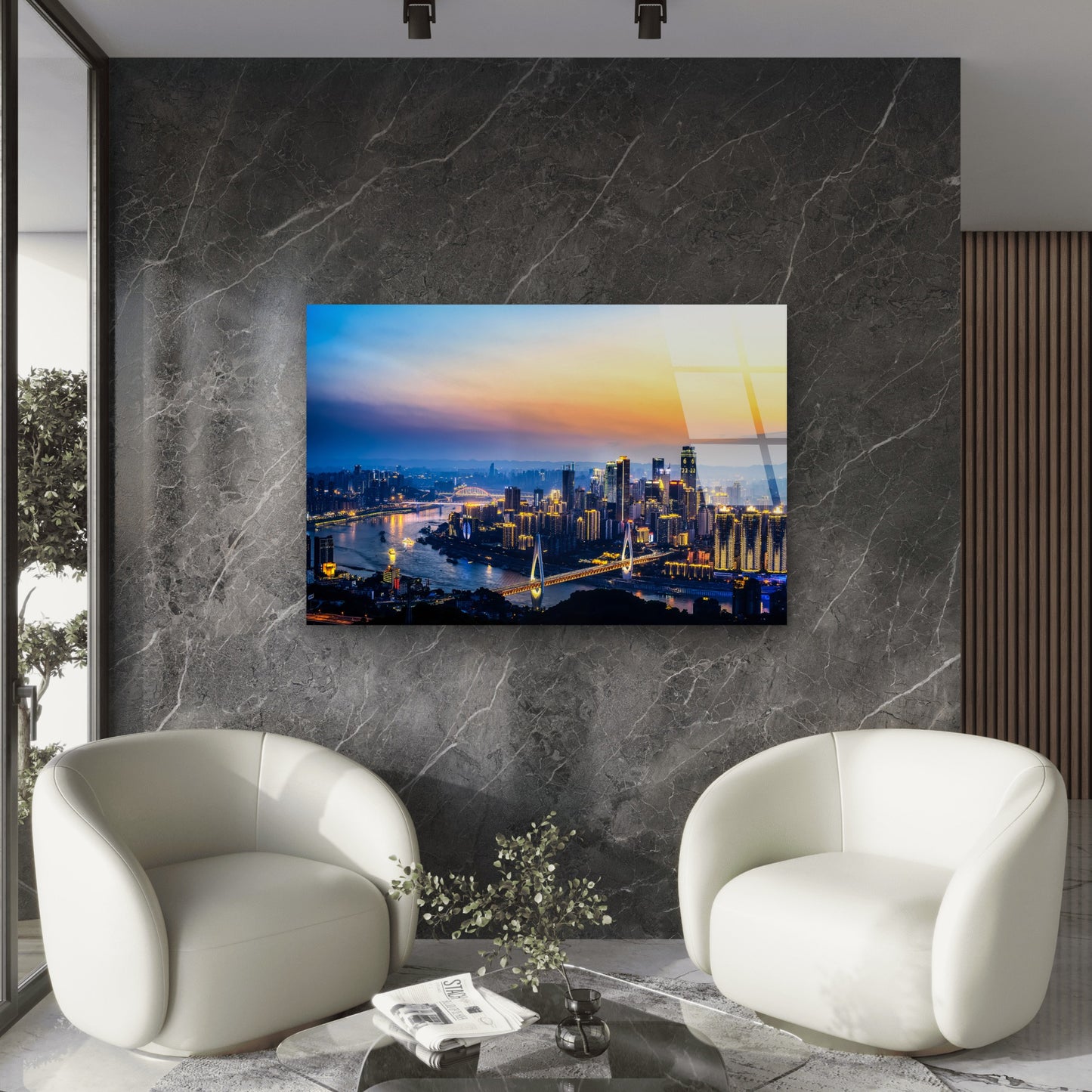 Chongqing China City Skyline Glass Printing Wall Art Australian Made Quality