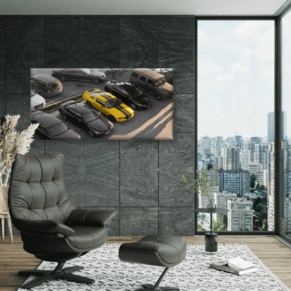 Ford Mustang Muscle Car Parking Wall Art Canvas Office Home Framed 120x60cm