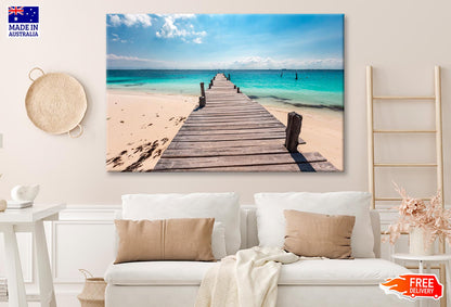 Wooden Pier on Caribbean Beach, Cancun, Isla Mujeres  Wall Art Decor 100% Australian Made - Bella Home Decor