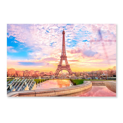 Eiffel Tower Is Reflected in A Pond Acrylic Glass Print Tempered Glass Wall Art 100% Made in Australia Ready to Hang