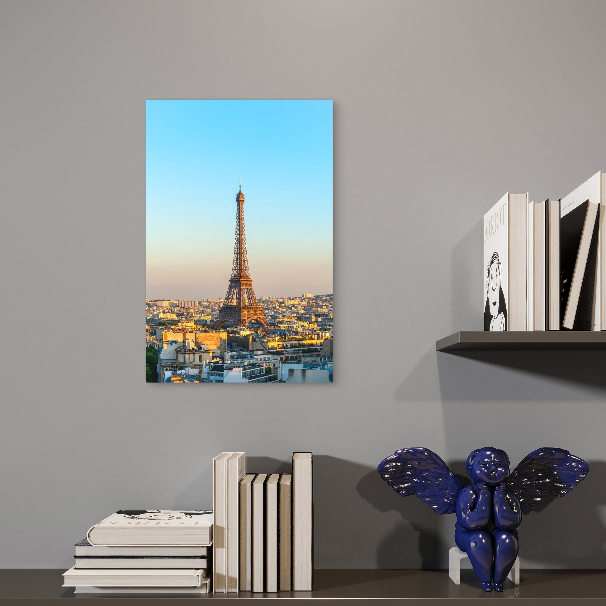 View on Eiffel Tower at Sunset Paris France 60x90cm Metal Print Ready to Hang - Bella Home Decor