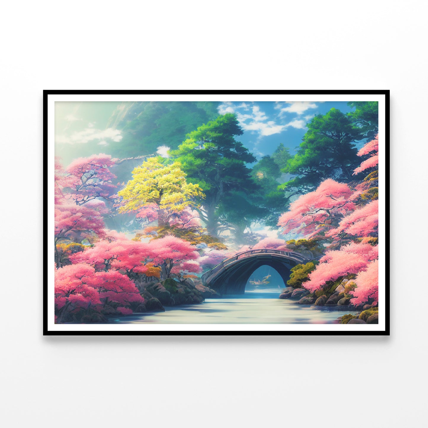 Pink Cherry Trees, Bridge Home Decor Premium Quality Poster Print Choose Your Sizes