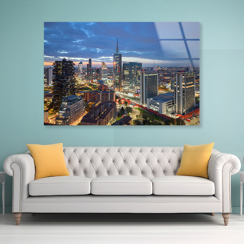 Skyline Of Milano Porta Nuova Acrylic Glass Print Tempered Glass Wall Art 100% Made in Australia Ready to Hang