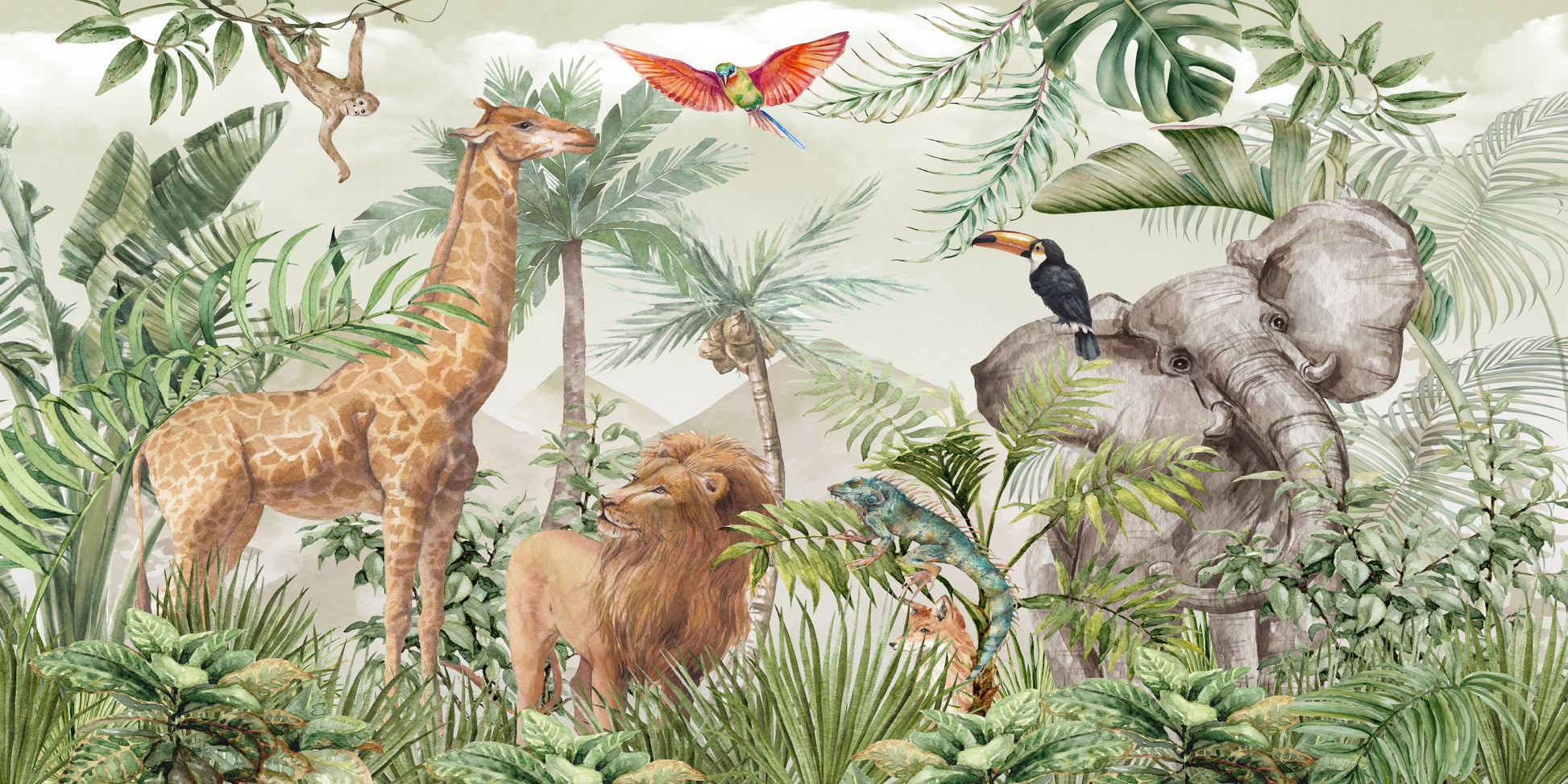 Africa Safari Jungle Animal Wall Art Canvas Office Home Room Framed 120x60cm - Bella Home Decor