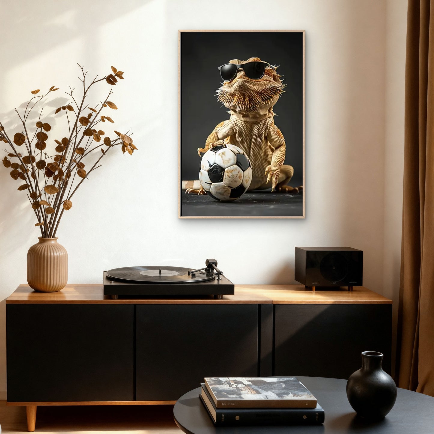 Chic Lizard with Fashion Glasses and Soccer Ball Fashion Home Decor Premium Quality Poster Print Choose Your Sizes