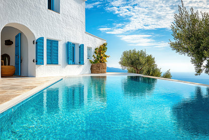 Swimming Pool, White House, Sky Print 100% Australian Made - Bella Home Decor