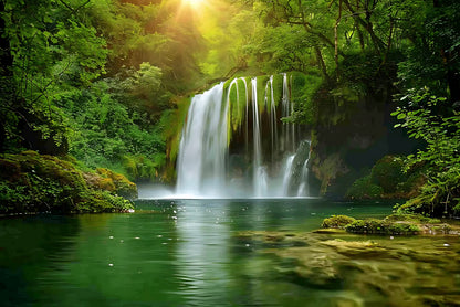 View of Waterfall in the Jungle Print 100% Australian Made - Bella Home Decor