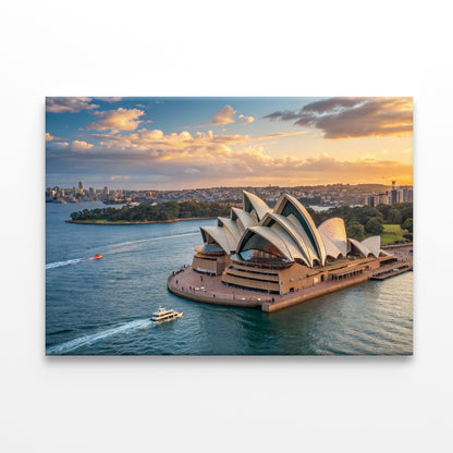 Sydney Opera House Sunset with Boats on Harbour Wall Art Decor 100% Australian Made
