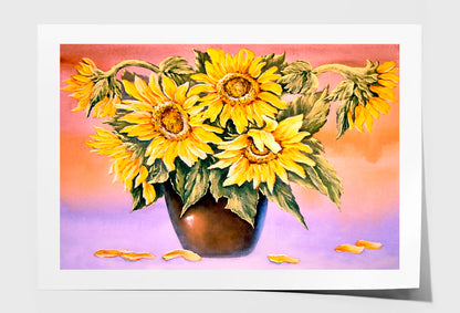 Sunflowers Vase Oil Painting Wall Art Limited Edition High Quality Print Unframed Roll Canvas None