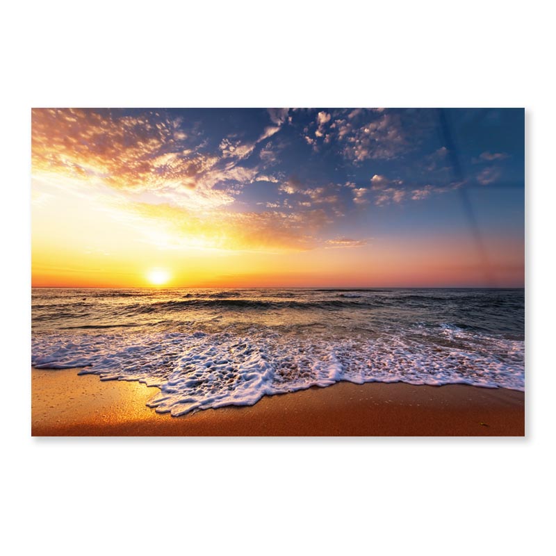 Beautiful Golden Sunset Over the Beach Acrylic Glass Print Tempered Glass Wall Art 100% Made in Australia Ready to Hang