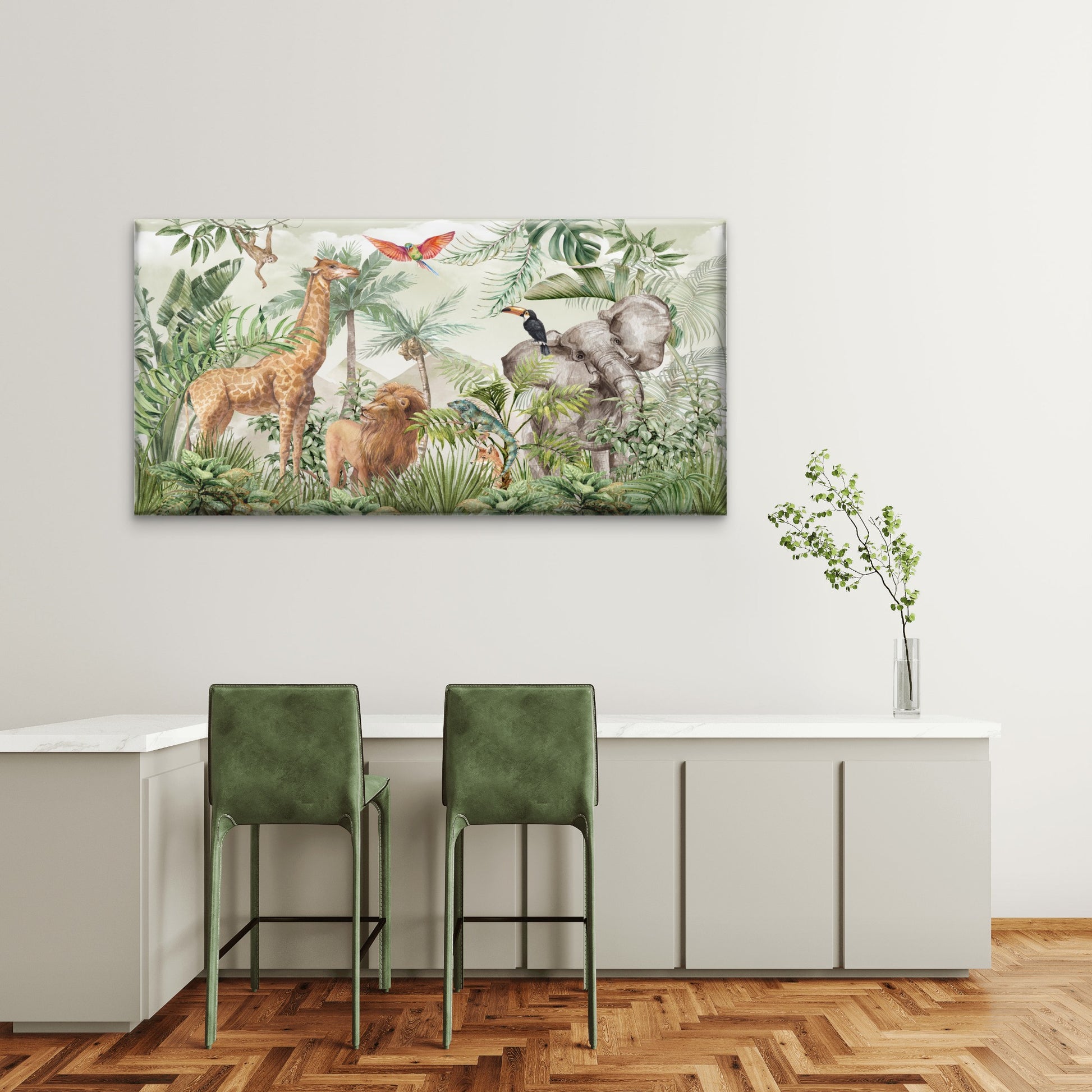Africa Safari Jungle Animal Wall Art Canvas Office Home Room Framed 120x60cm - Bella Home Decor