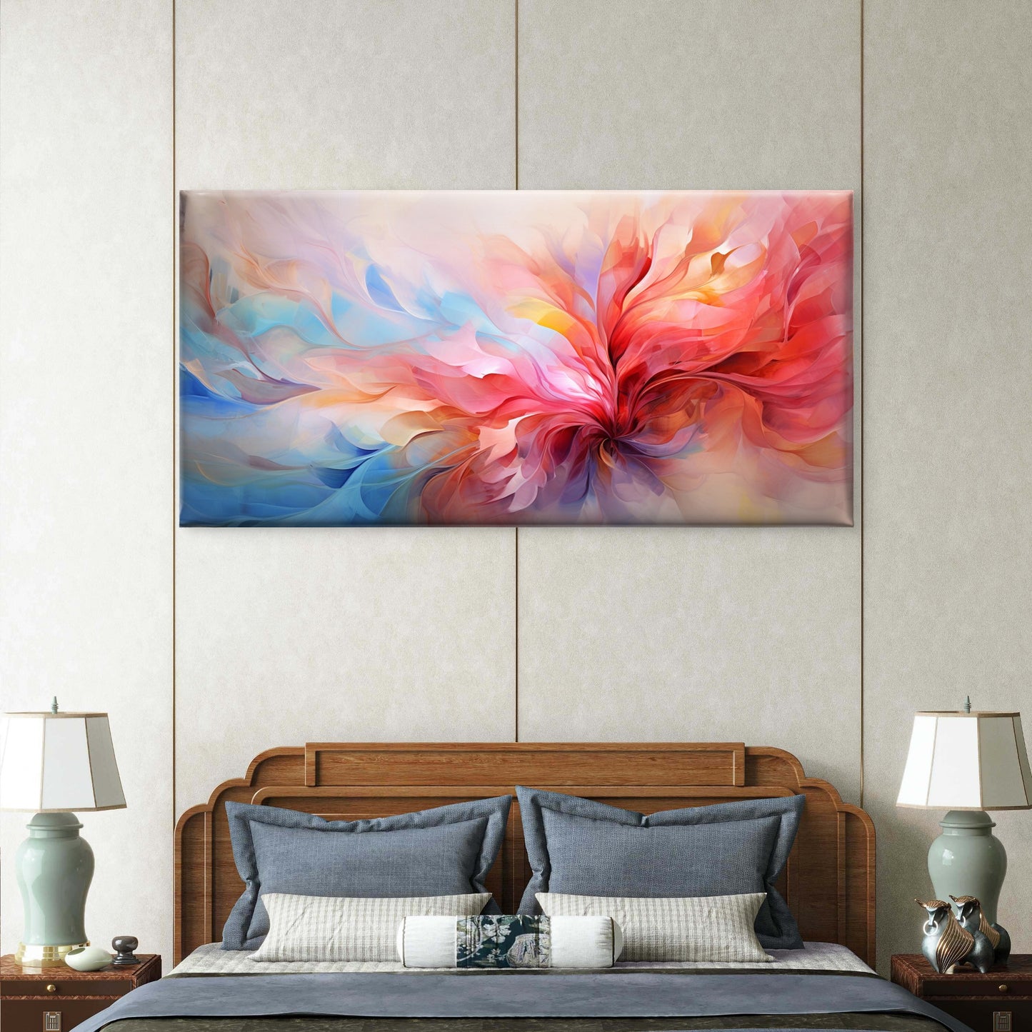 Fluid Pastel Color Waves Wall Art Canvas Office Home Room Framed 120x60cm - Bella Home Decor