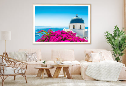 Pink Bougainvillea in Santorini Home Decor Premium Quality Poster Print Choose Your Sizes - Bella Home Decor