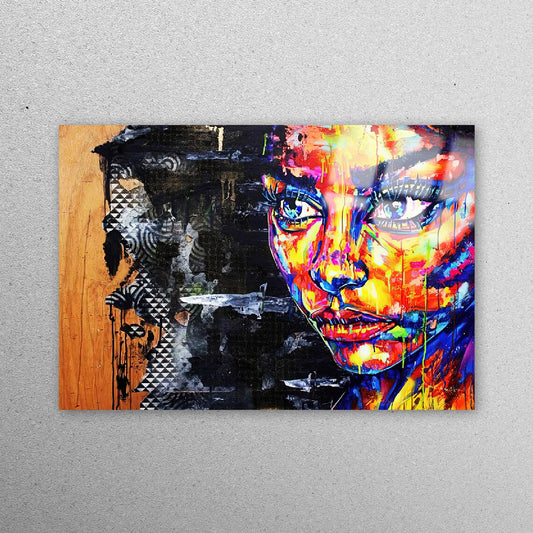 Colorful Woman Painting Acrylic Glass Print Tempered Glass Wall Art 100% Made in Australia Ready to Hang