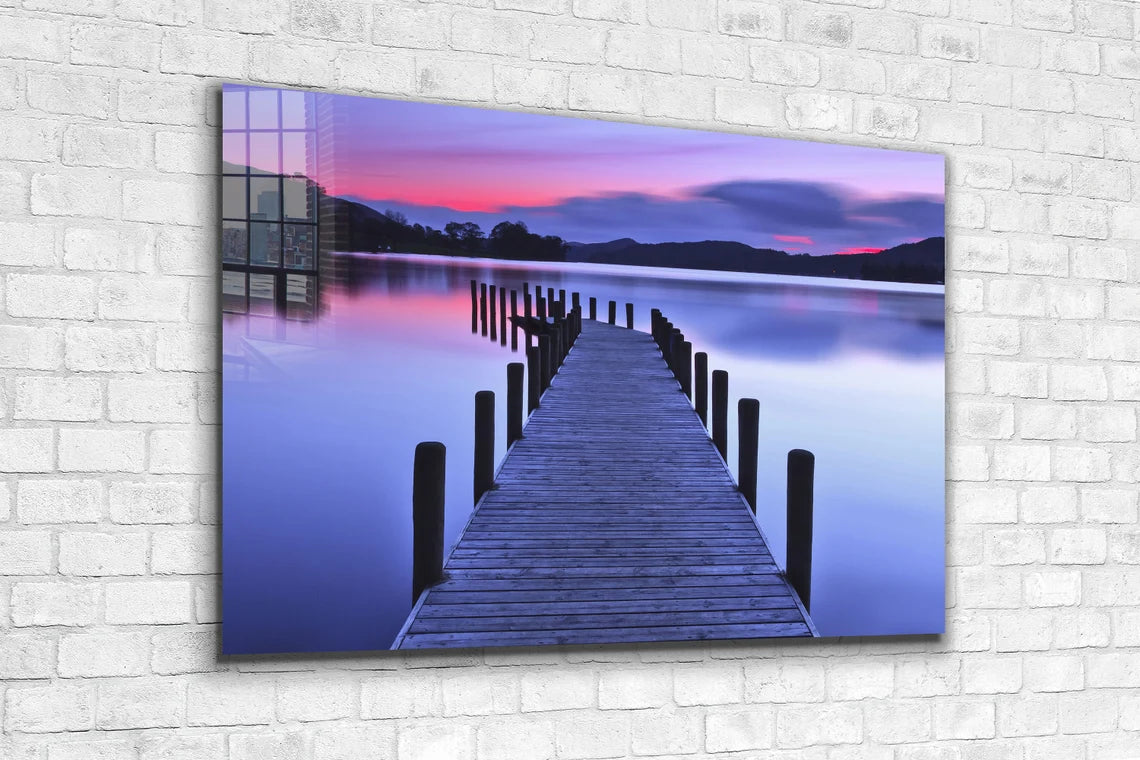 Pier Lake with Pink Sky UV Direct Aluminum Print Australian Made Quality