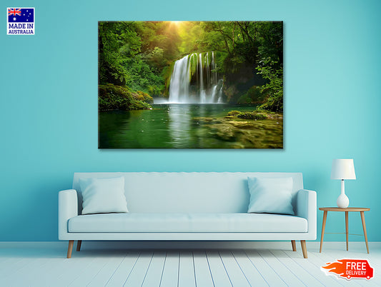 View of Waterfall in the Jungle Print 100% Australian Made - Bella Home Decor