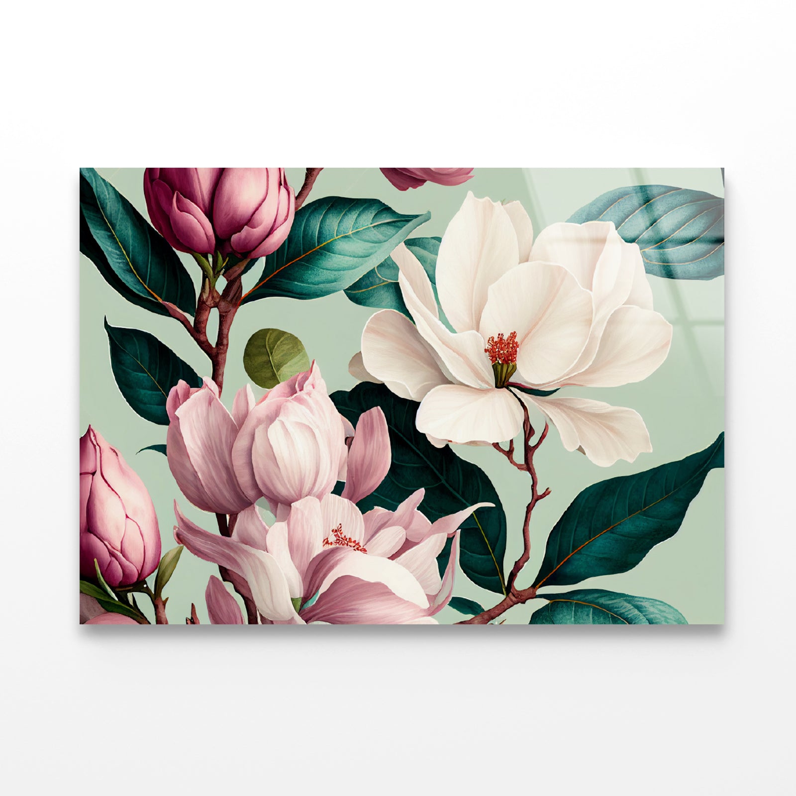 Floral Watercolor Pattern Acrylic Glass Print Tempered Glass Wall Art 100% Made in Australia Ready to Hang - Bella Home Decor