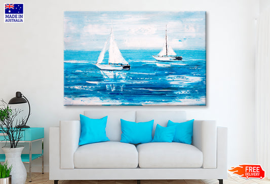 Sailing Boats View Oil Painting Wall Art Limited Edition High Quality Print