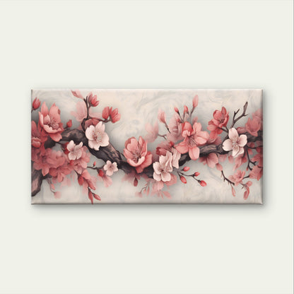 Pink Cherry Blossom Floral Tree Branch Painting Wall Art Canvas Office Home Framed 120x60cm