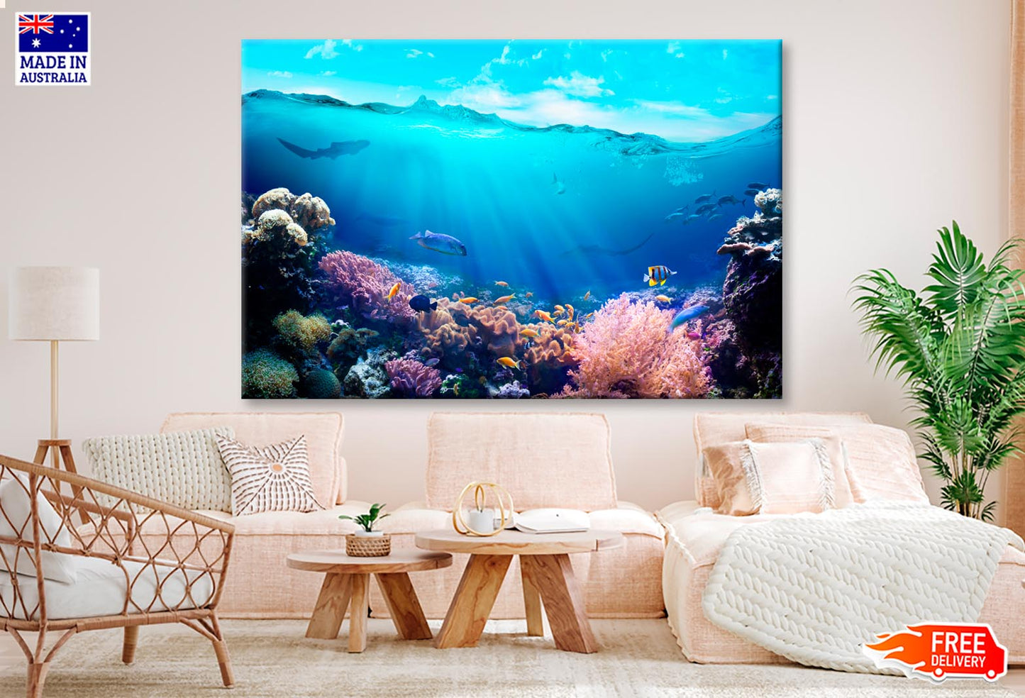 Underwater View of The Coral Reef Wall Art Decor 100% Australian Made