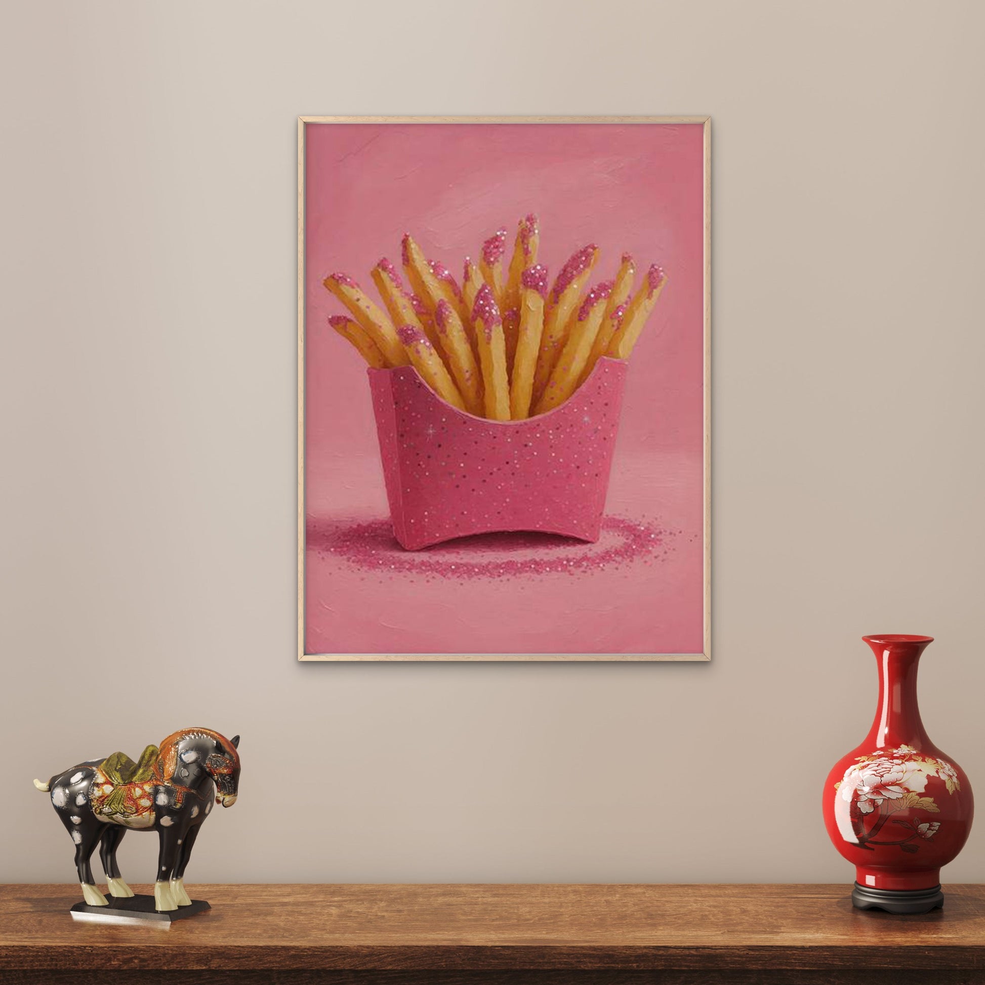 Pink Glittering French Fries Art Fashion Home Decor Premium Quality Poster Print Choose Your Sizes - Bella Home Decor