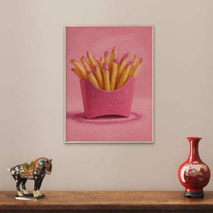 Pink Glittering French Fries Art Fashion Home Decor Premium Quality Poster Print Choose Your Sizes - Bella Home Decor