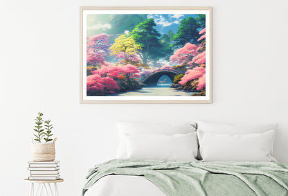 Pink Cherry Trees, Bridge Home Decor Premium Quality Poster Print Choose Your Sizes