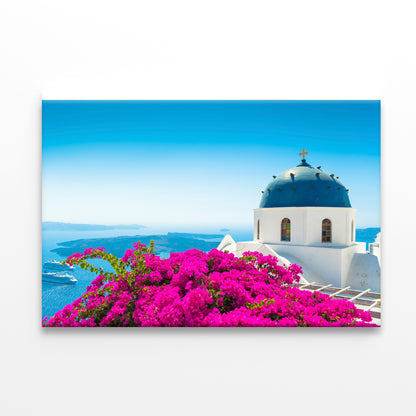 Pink Bougainvillea in Santorini Print 100% Australian Made - Bella Home Decor