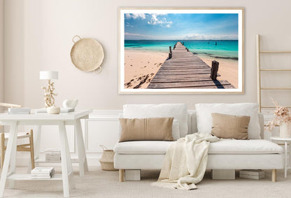 Wooden Pier on Caribbean Beach, Cancun, Isla Mujeres Home Decor Premium Quality Poster Print Choose Your Sizes