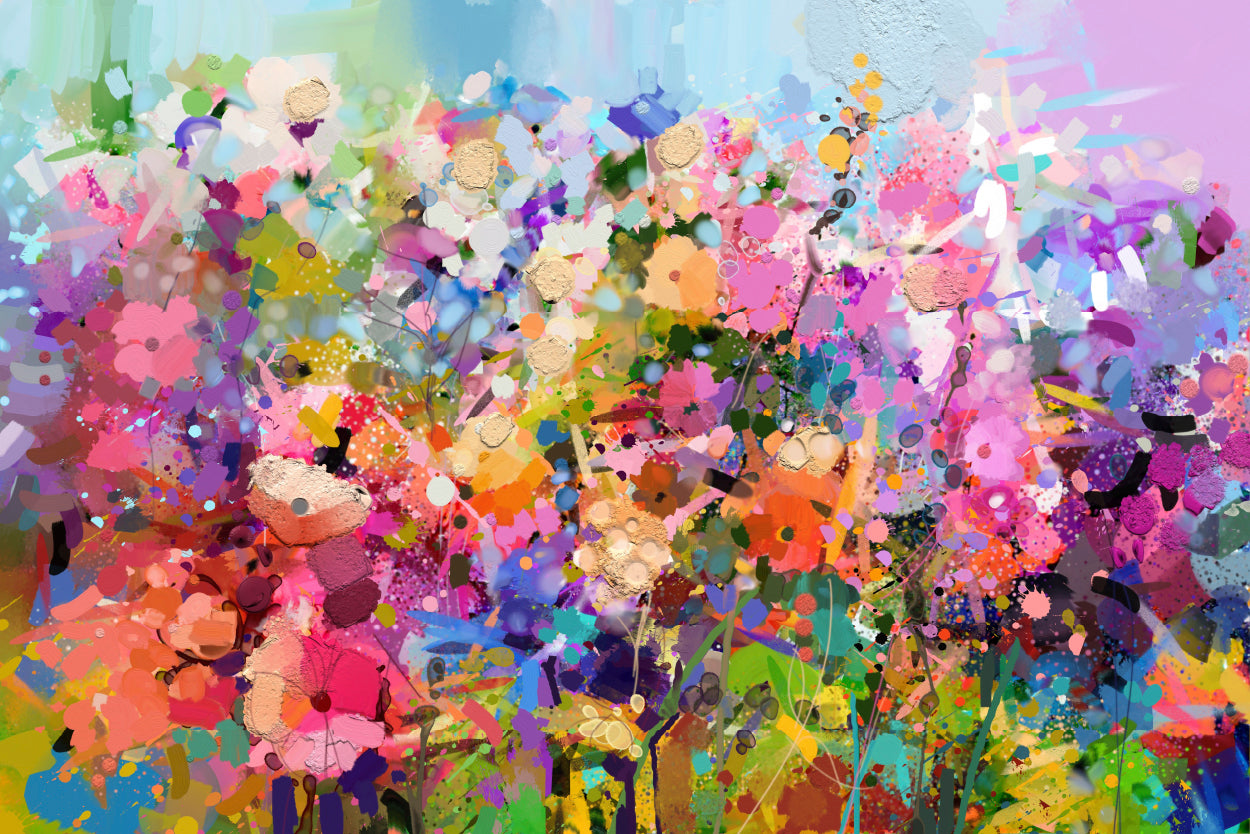 Painting of Spring Flower Brush Stroke Abstract Wall Art Decor 100% Australian Made