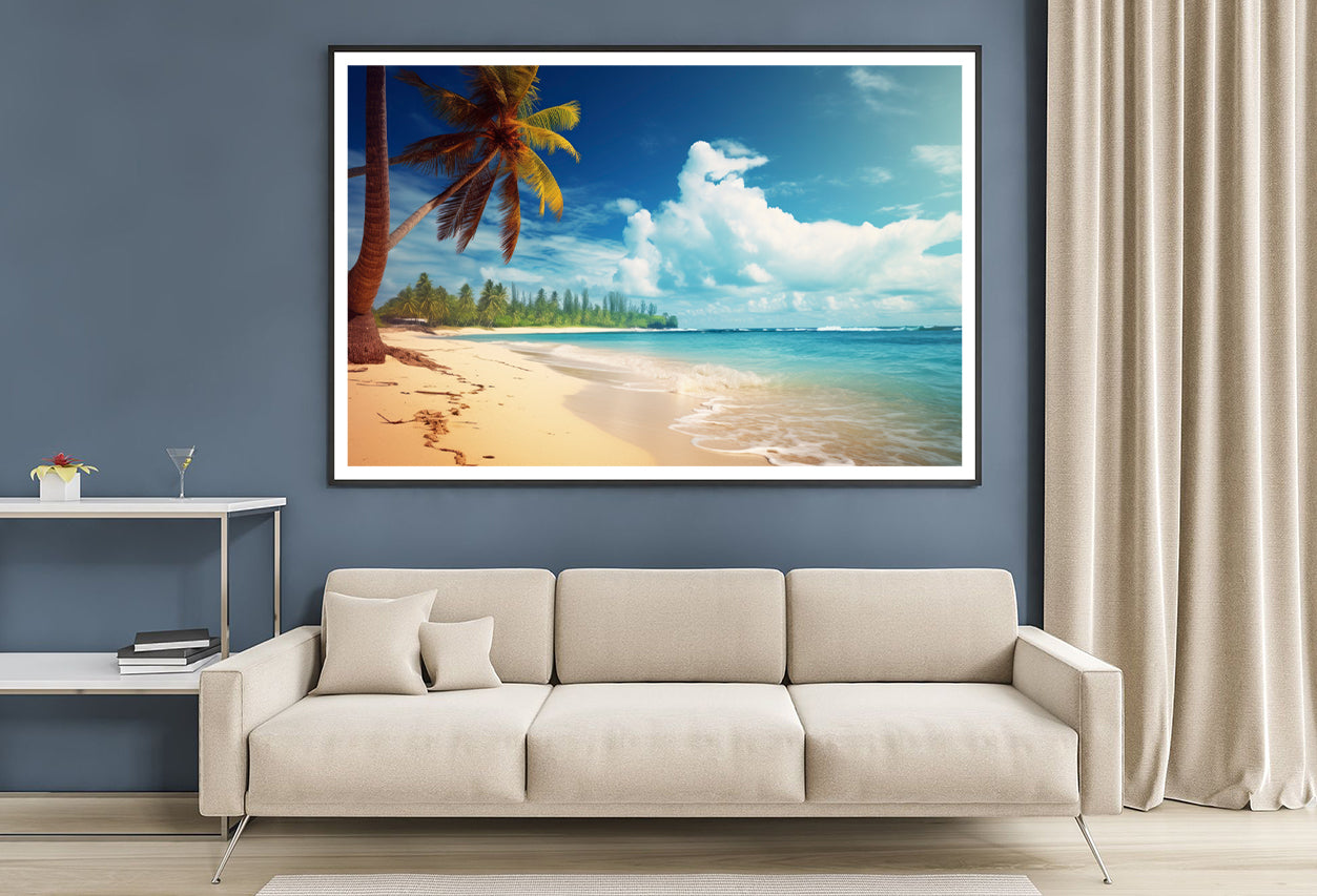 Summer Beach of the Sea with Palm Trees Home Decor Premium Quality Poster Print Choose Your Sizes