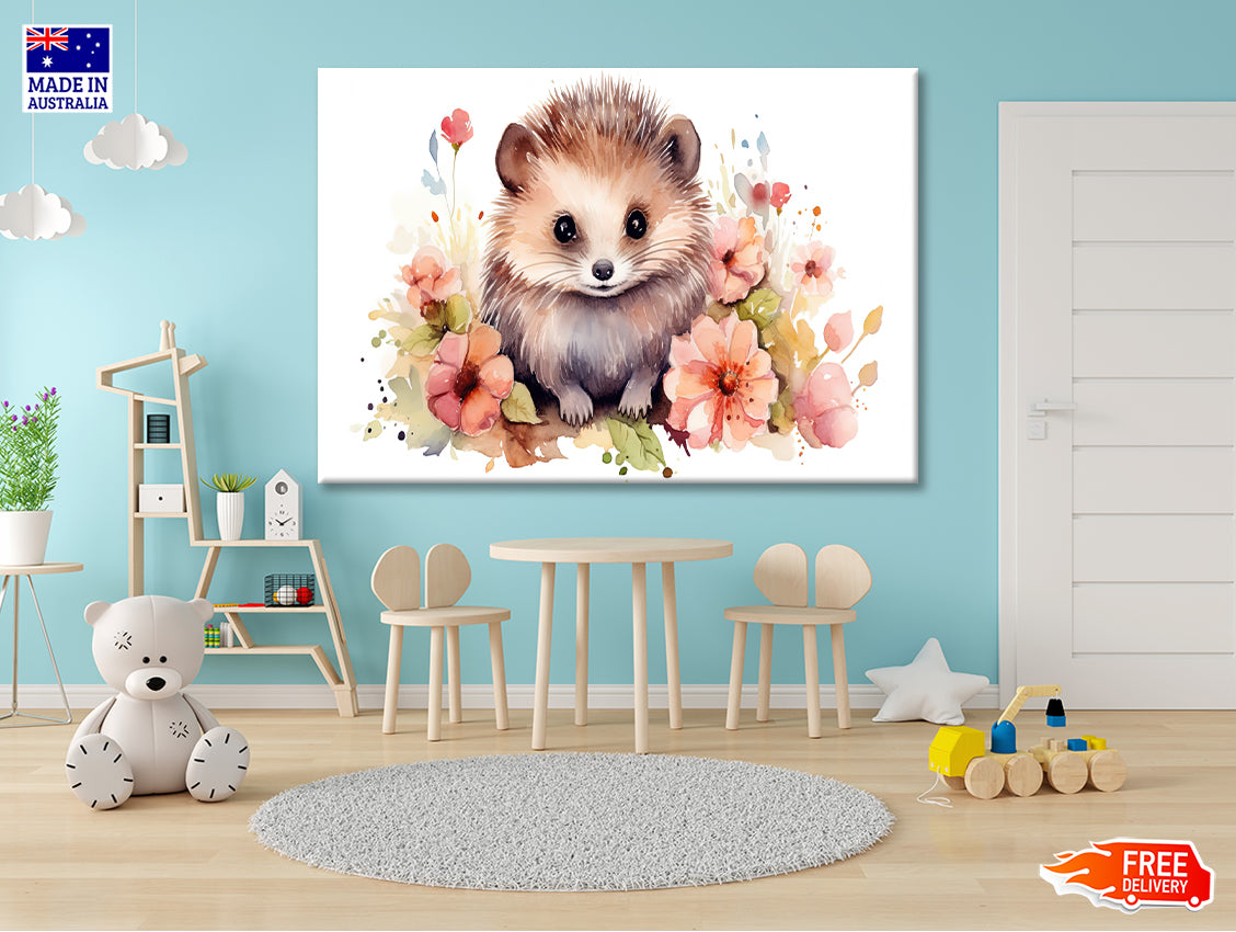 Small Mammal Surrounded By Flowers Print 100% Australian Made - Bella Home Decor