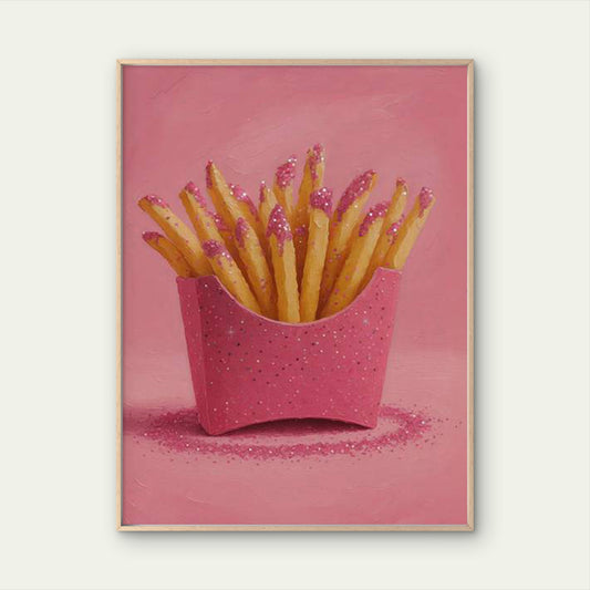 Pink Glittering French Fries Art Fashion Home Decor Premium Quality Poster Print Choose Your Sizes - Bella Home Decor