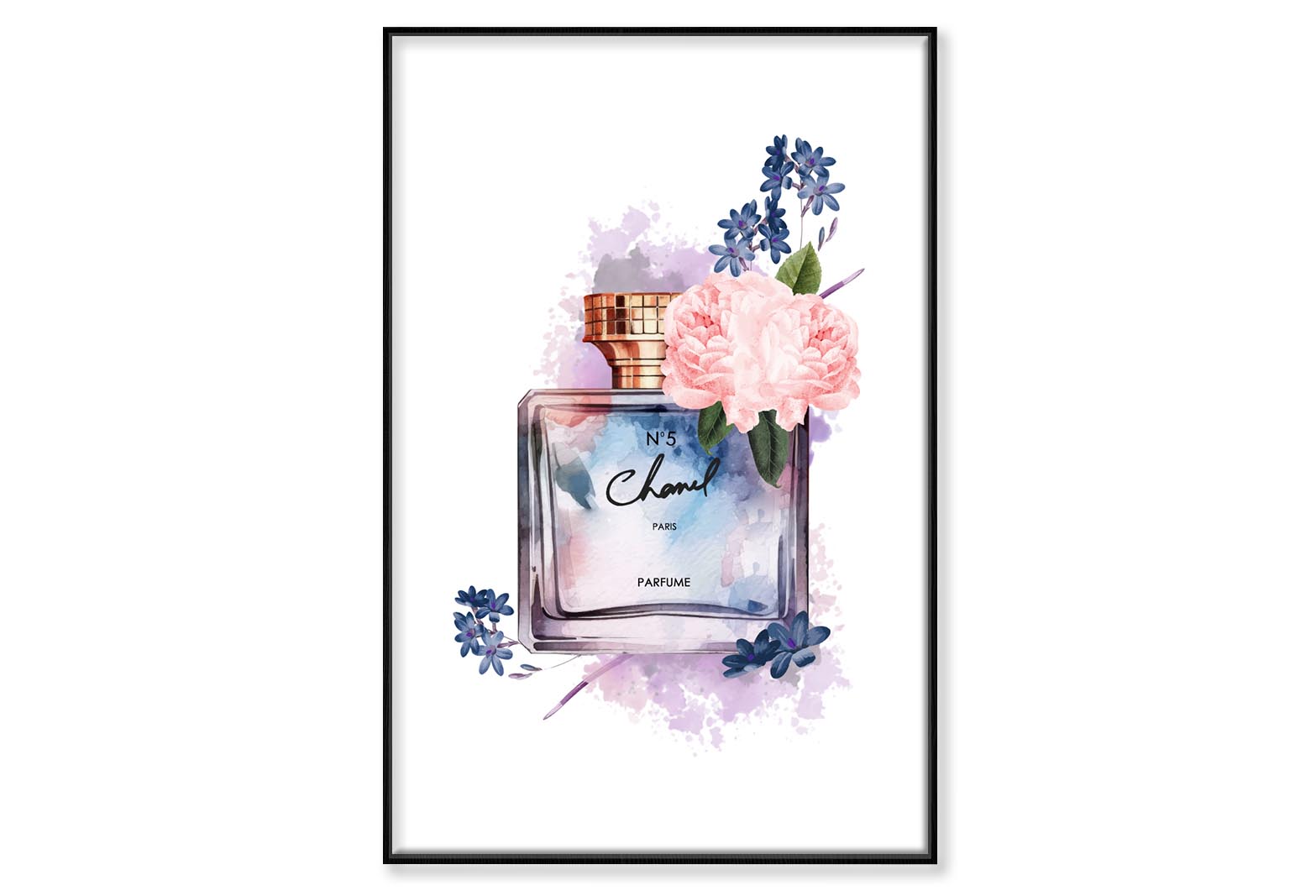 Purple Blue Perfume Wall Art Limited Edition High Quality Print Canvas Box Framed Black