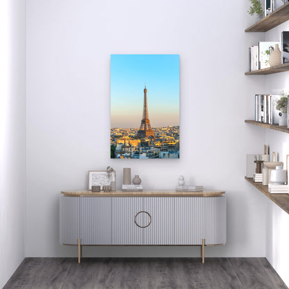 View on Eiffel Tower at Sunset Paris France 40x60cm Metal Print Ready to Hang - Bella Home Decor