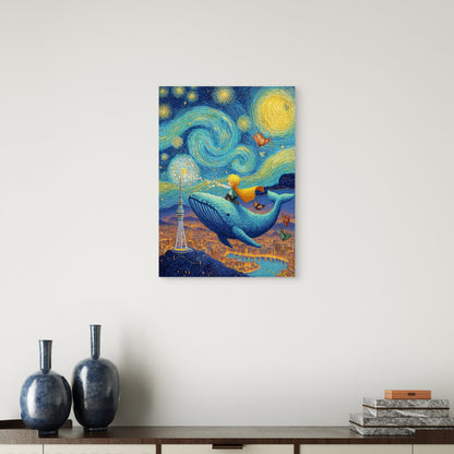 Starry Sky Whale Prince 60x90cm Metal Print Ready to Hang - Bella Home Decor