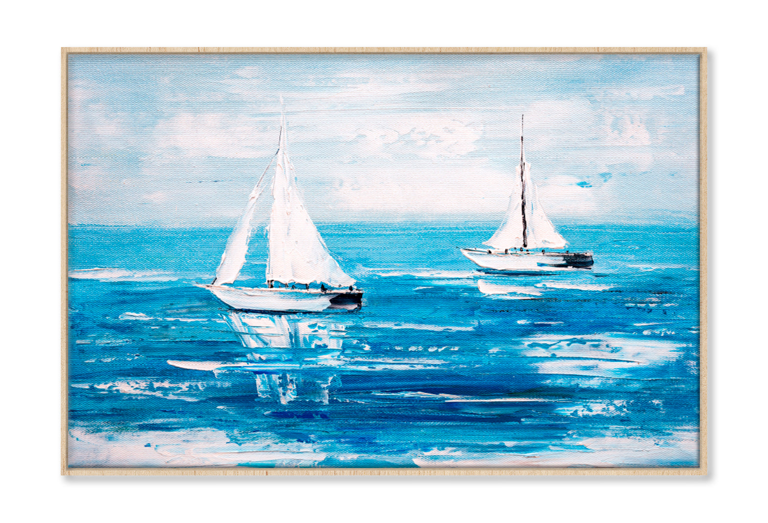 Sailing Boats View Oil Painting Wall Art Limited Edition High Quality Print Canvas Box Framed Natural