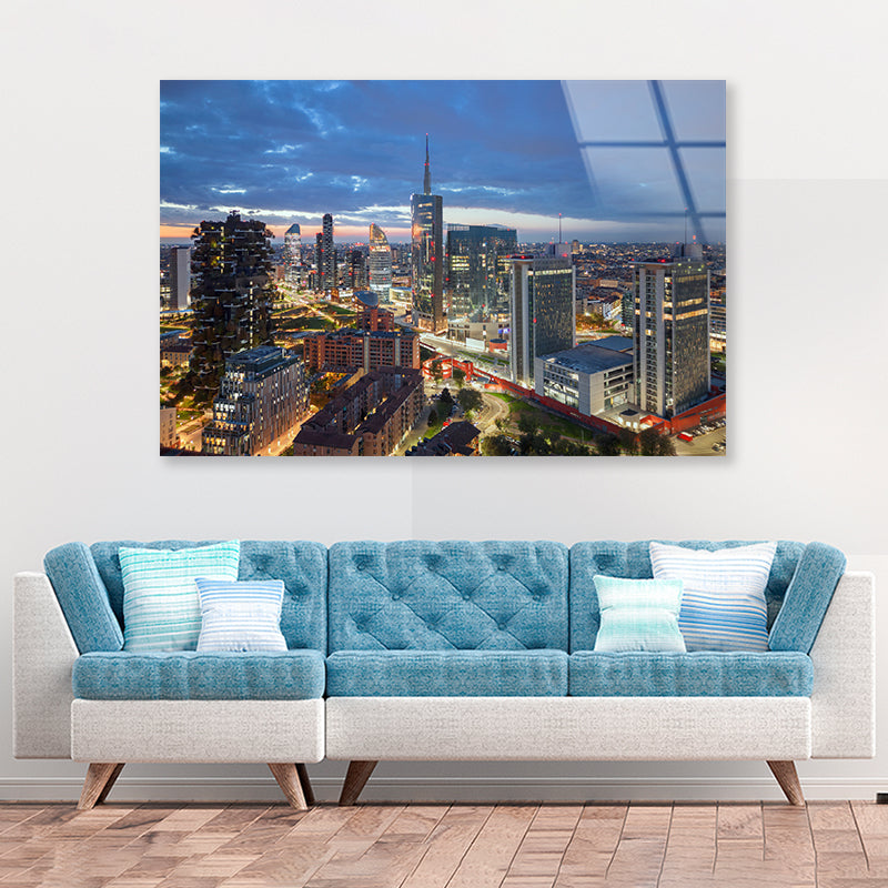 Skyline Of Milano Porta Nuova Acrylic Glass Print Tempered Glass Wall Art 100% Made in Australia Ready to Hang