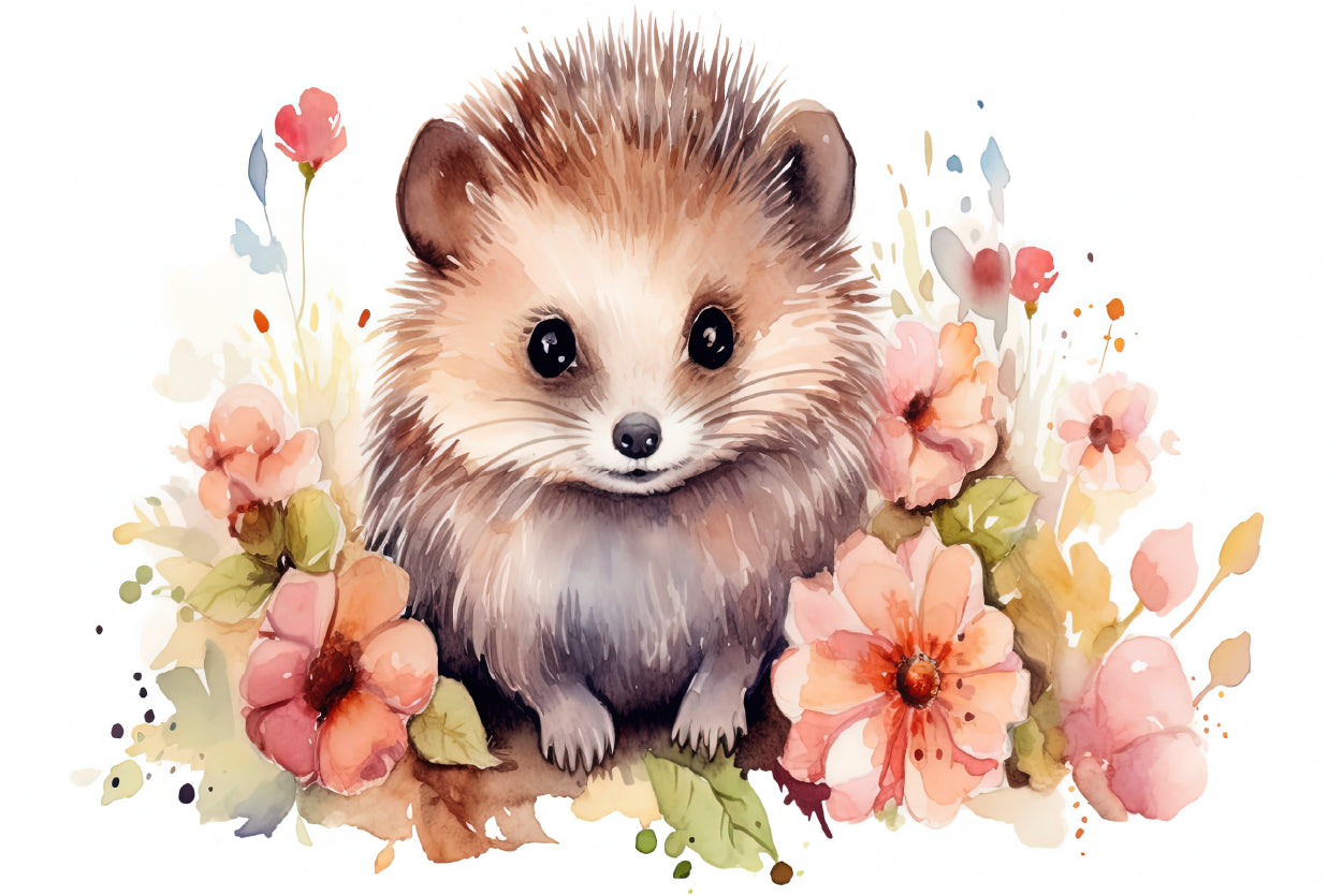 Small Mammal Surrounded By Flowers Print 100% Australian Made - Bella Home Decor