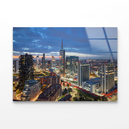 Skyline Of Milano Porta Nuova Acrylic Glass Print Tempered Glass Wall Art 100% Made in Australia Ready to Hang