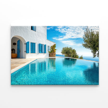 Swimming Pool, White House, Sky Print 100% Australian Made - Bella Home Decor