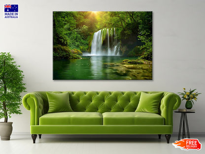 View of Waterfall in the Jungle Print 100% Australian Made - Bella Home Decor