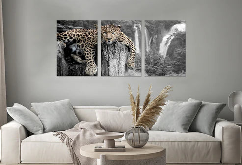 3pcs Black and White Tiger with Blue Eyes Wall Art Set Canvas Unframed - High Quality Print 100% Australian Made Wall Canvas - Bella Home Decor